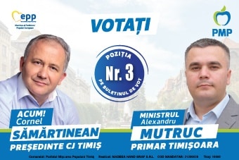 Echipa PMP Timiș – Cornel Sămărtinean la Consiliul Judetean Timiș și Alexandru Mutruc la Primăria Timișoara – singura alegere viabilă în 27 septembrie (P)